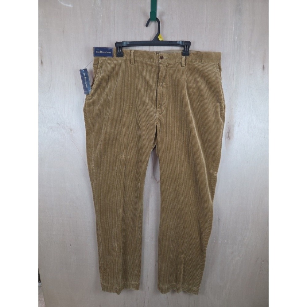 Polo Ralph Lauren Mens Corduroy Flat Front Pants Sz 40x32 Brown 100% Cotton NEW